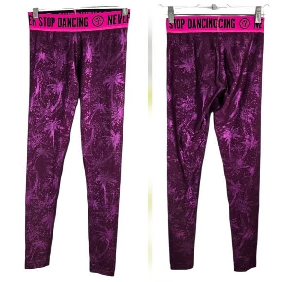 Zumba Never Stop Shinin' Ankle Leggings Violet Shiny Fitness Booty Flattering XS - Picture 6 of 9